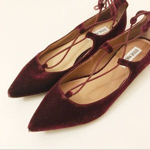 Steve Madden Strappy Velvet Flats